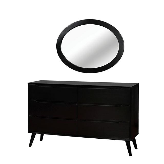 LENNART II Black Oval Mirror - Furniture 4 Less Outlet (Salinas,CA)