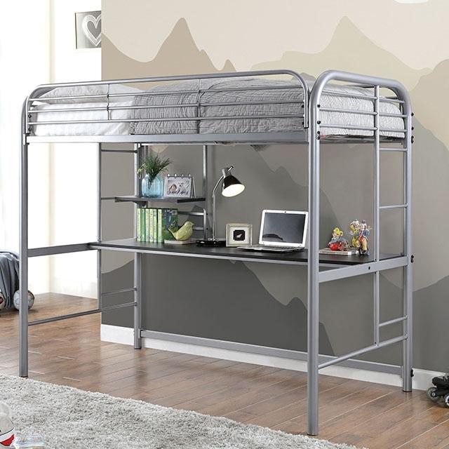 Opal Iii Black & Silver Twin Loft Bed - Furniture 4 Less Outlet (Salinas,CA)