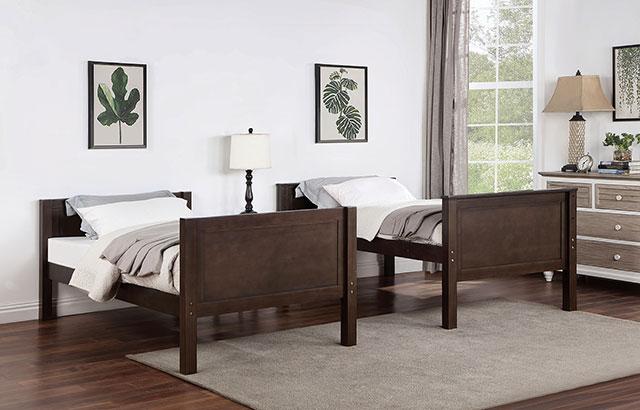 STAMOS Full/Full, Twin/Full, & Twin/twin Bunk Bed, Walnut - Furniture 4 Less Outlet (Salinas,CA)