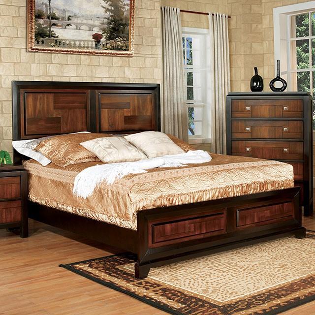 Patra Acacia/Walnut Queen Bed - Furniture 4 Less Outlet (Salinas,CA)