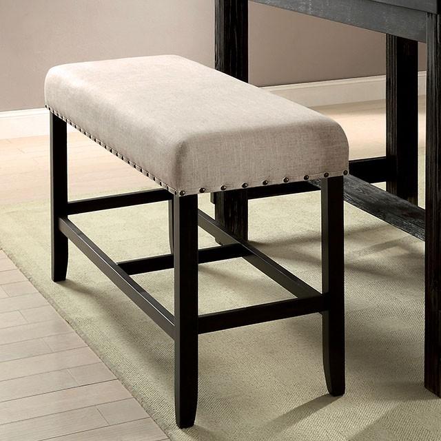 SANIA II Antique Black/Beige Counter Ht. Bench - Furniture 4 Less Outlet (Salinas,CA)