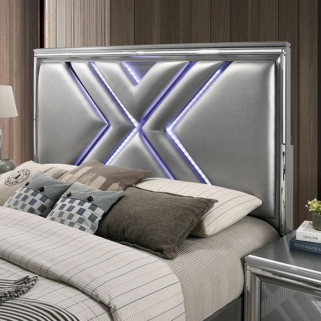 Emmeline Bed Silver & White - Furniture 4 Less Outlet (Salinas,CA)