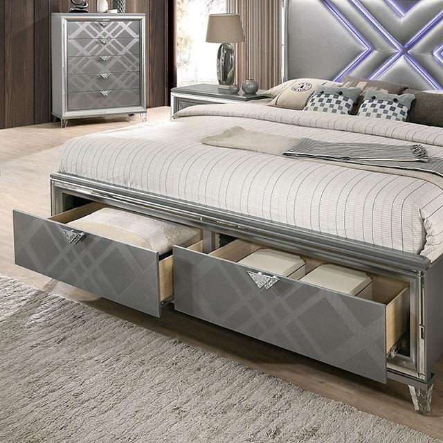 Emmeline Bed Silver & White - Furniture 4 Less Outlet (Salinas,CA)