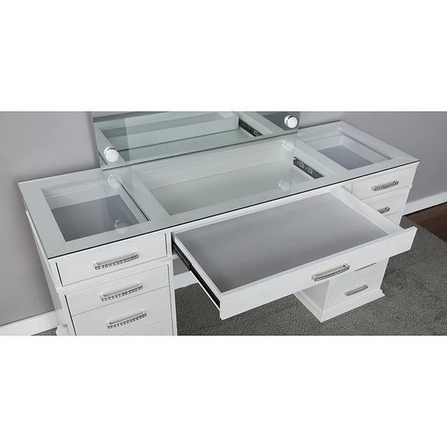 Valentina Vanity Set White & Dark Gray - Furniture 4 Less Outlet (Salinas,CA)