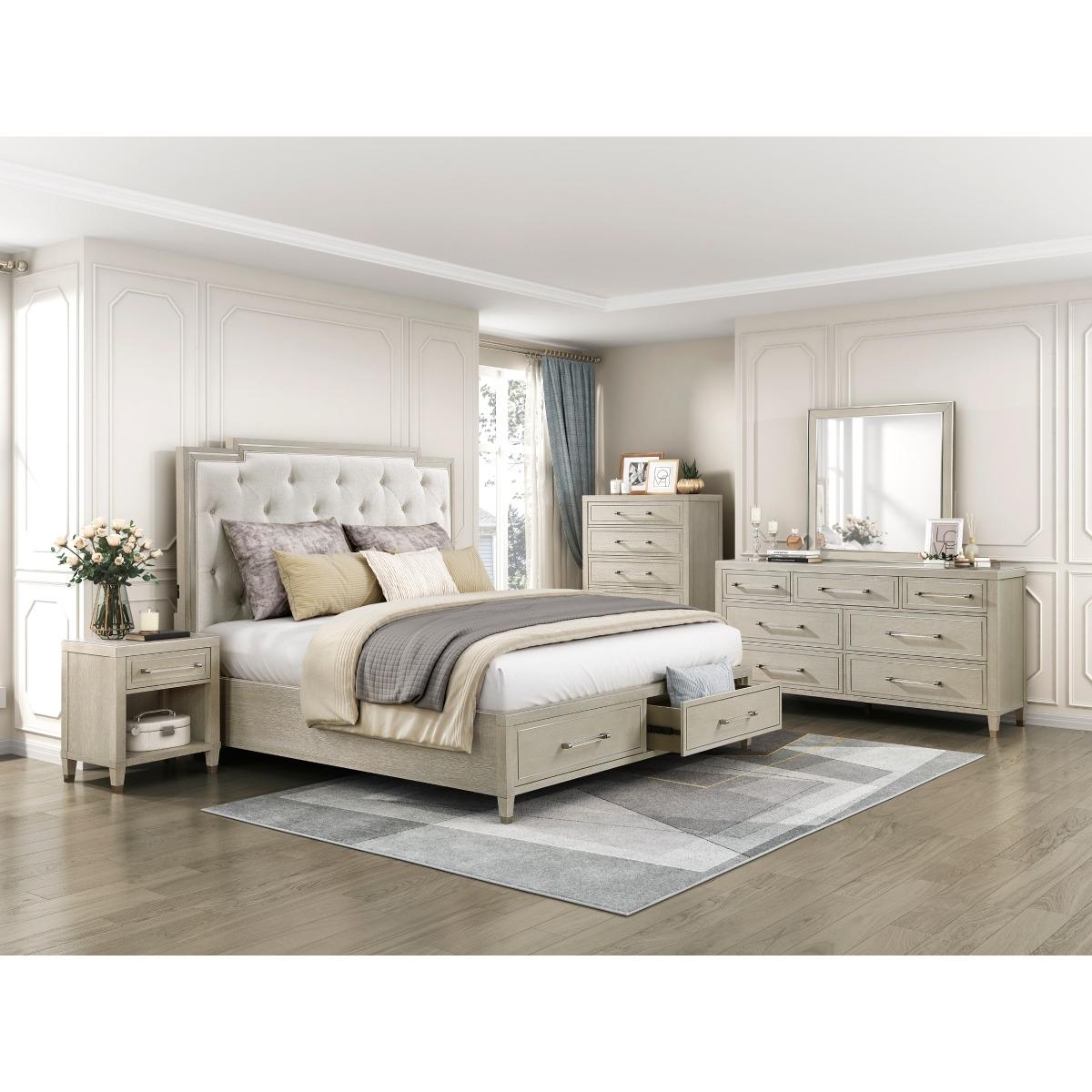 Genoa California King & Eastern King Platform Bed with Footboard Storage - Furniture 4 Less Outlet (Salinas,CA)