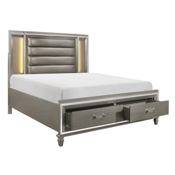 Tamsin (3)California King Platform Bed with Footboard Storage, LED Lighting - Furniture 4 Less Outlet (Salinas,CA)