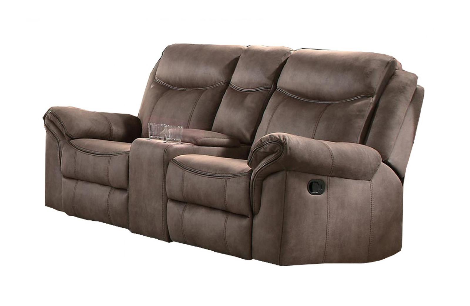 Aram Double Glider Reclining Loveseat in Dark Brown 8206NF-2 - Furniture 4 Less Outlet (Salinas,CA)