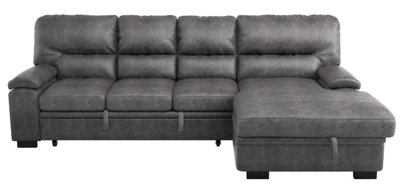 Michigan Sectional with Pull Out Bed and Right Chaise in Dark Gray 9407DG2RC3L - Furniture 4 Less Outlet (Salinas,CA)