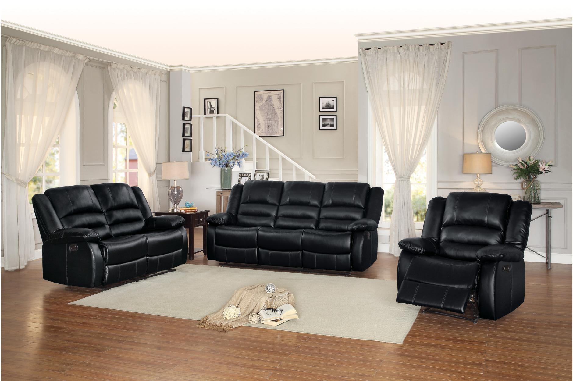 Jarita Double Reclining Loveseat in Black - Furniture 4 Less Outlet (Salinas,CA)