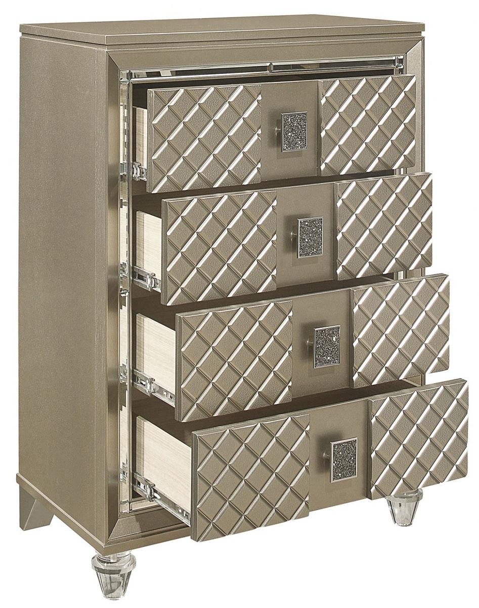 Youth Loudon 4 Drawer Chest in Champagne Metallic B1515-9 - Furniture 4 Less Outlet (Salinas,CA)