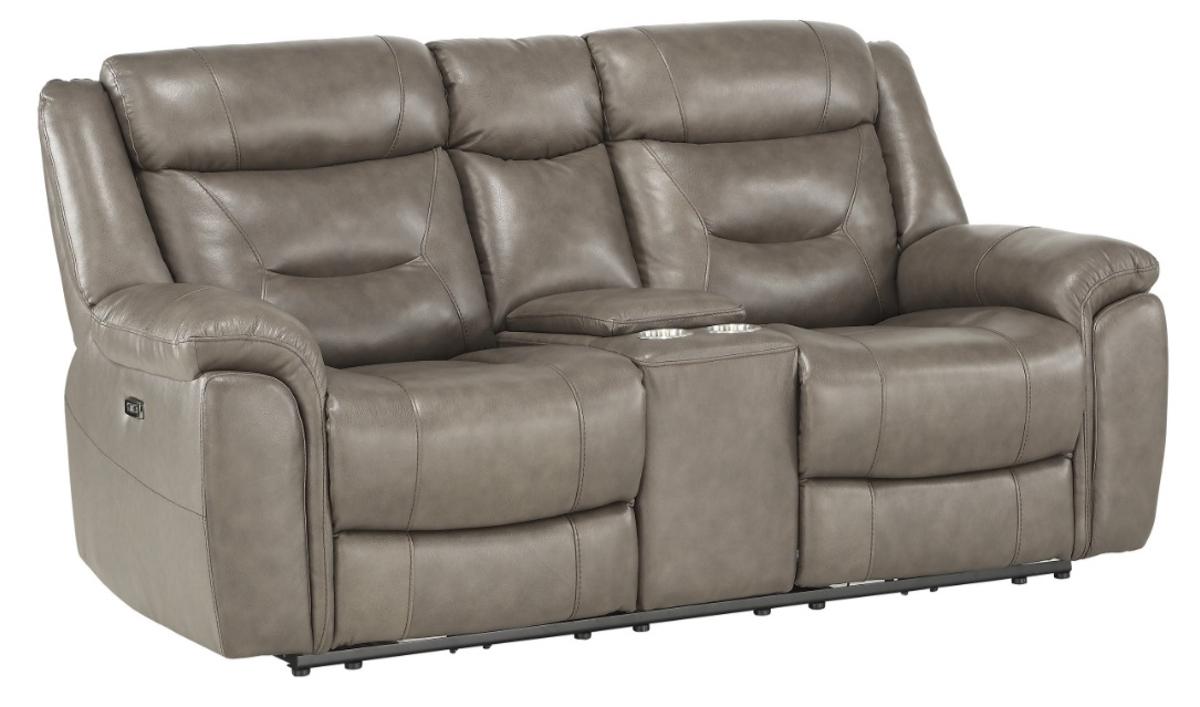 Danio Power Double Reclining Loveseat with Power Headrests in Brownish Gray 9528BRG-2PWH - Furniture 4 Less Outlet (Salinas,CA)