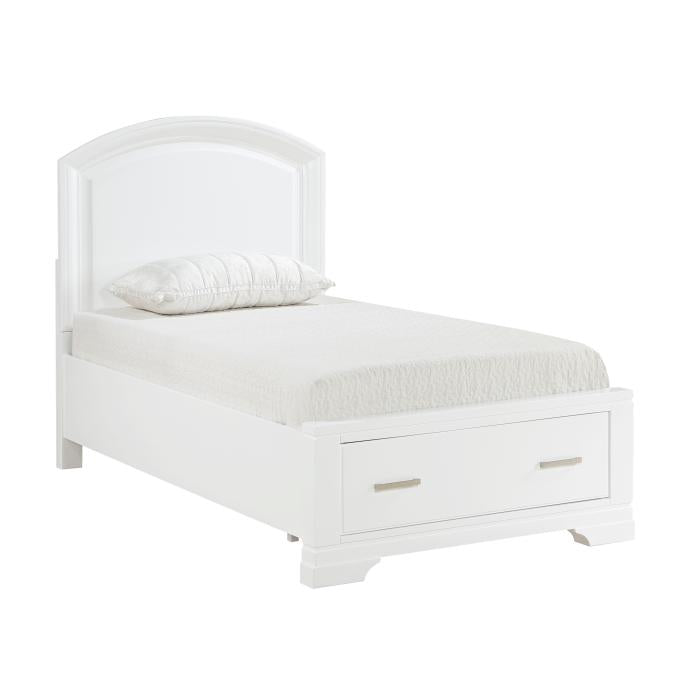 1520WHT-1-Youth (3) Twin Platform Bed with Footboard Storage - Furniture 4 Less Outlet (Salinas,CA)