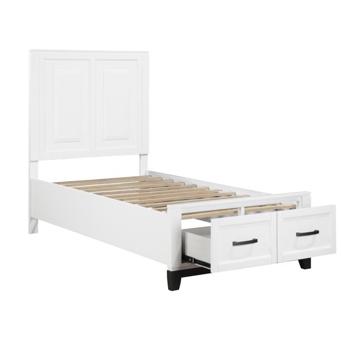 1450WHT-1-Youth (3) Twin Platform Bed with Footboard Storage - Furniture 4 Less Outlet (Salinas,CA)