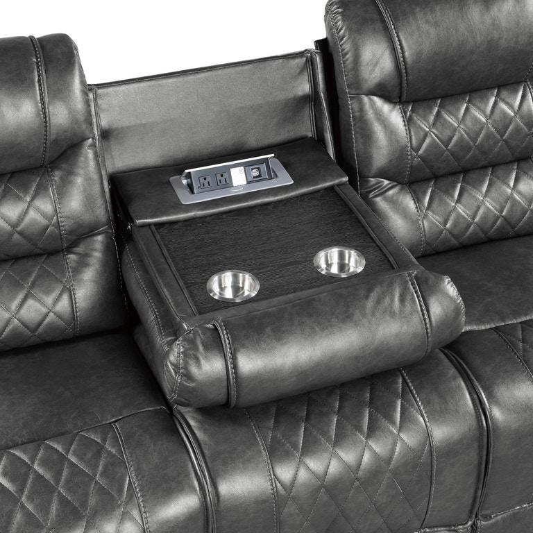 Putnam Double Reclining Sofa with Drop-Down in Gray 9405GY-3 - Furniture 4 Less Outlet (Salinas,CA)