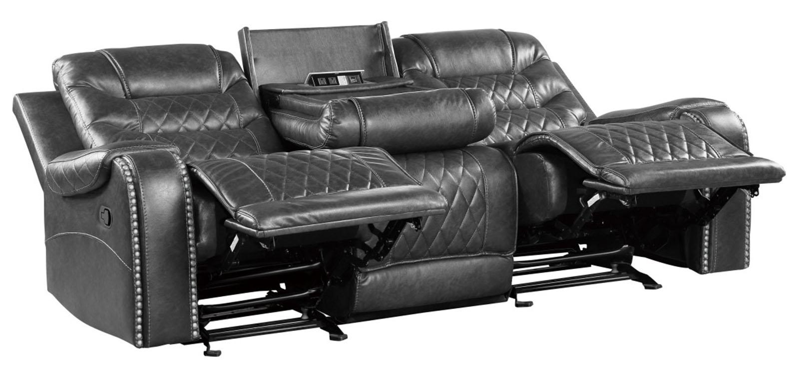 Putnam Power Double Reclining Sofa with Drop-Down in Gray 9405GY-3PW - Furniture 4 Less Outlet (Salinas,CA)