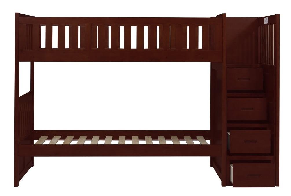 Rowe Bunk Bed w/ Reversible Step Storage in Dark Cherry B2013SBDC-1 - Furniture 4 Less Outlet (Salinas,CA)