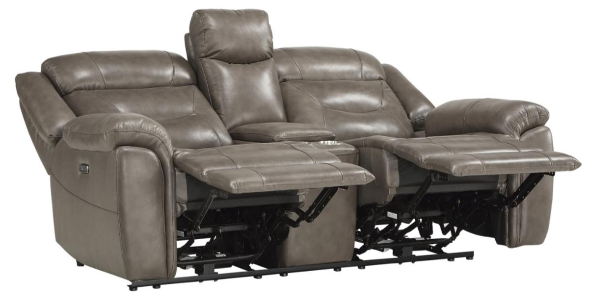 Danio Power Double Reclining Loveseat with Power Headrests in Brownish Gray 9528BRG-2PWH - Furniture 4 Less Outlet (Salinas,CA)