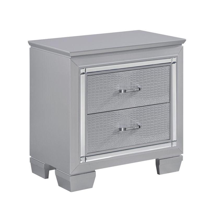 Allura Nightstand in Silver 1916-4 - Furniture 4 Less Outlet (Salinas,CA)