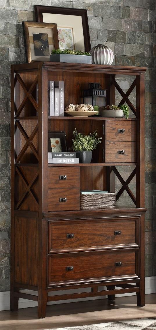 Frazier Bookcase in Brown Cherry 1649-18 - Furniture 4 Less Outlet (Salinas,CA)