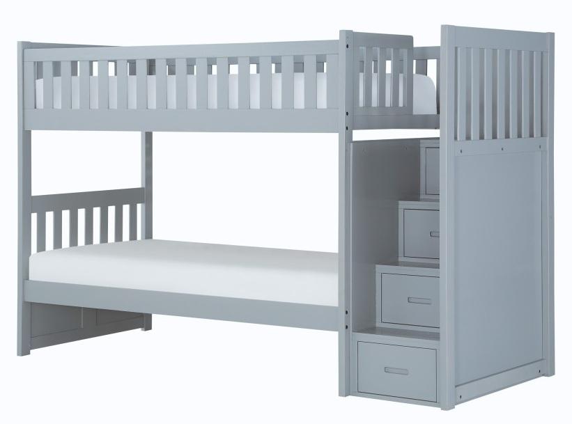Orion Bunk Bed w/ Reversible Step Storage in Gray B2063SB-1 - Furniture 4 Less Outlet (Salinas,CA)