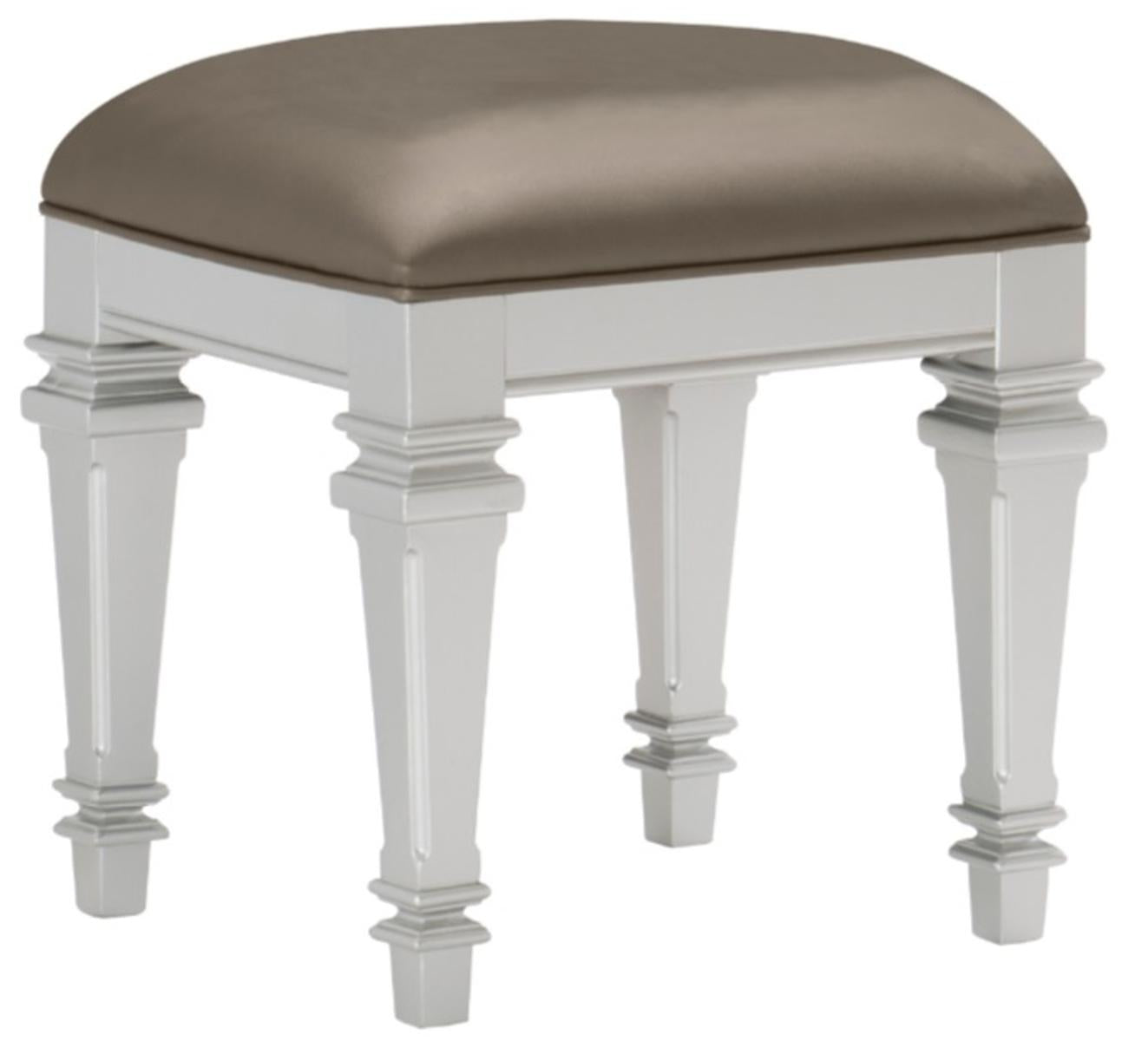 Avondale Vanity Stool in Silver 1646-14 - Furniture 4 Less Outlet (Salinas,CA)
