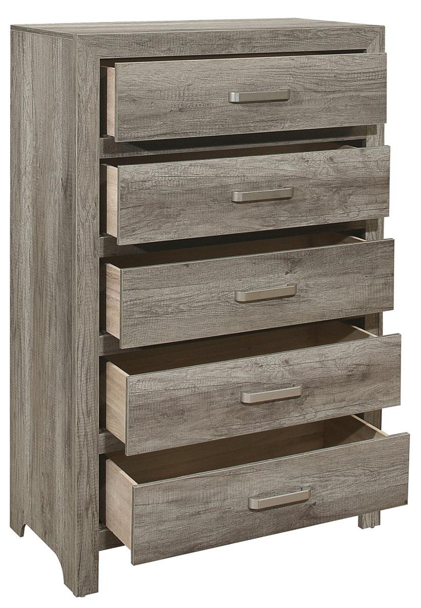 Mandan 5 Drawer Chest in Weathered Gray 1910GY-9 - Furniture 4 Less Outlet (Salinas,CA)
