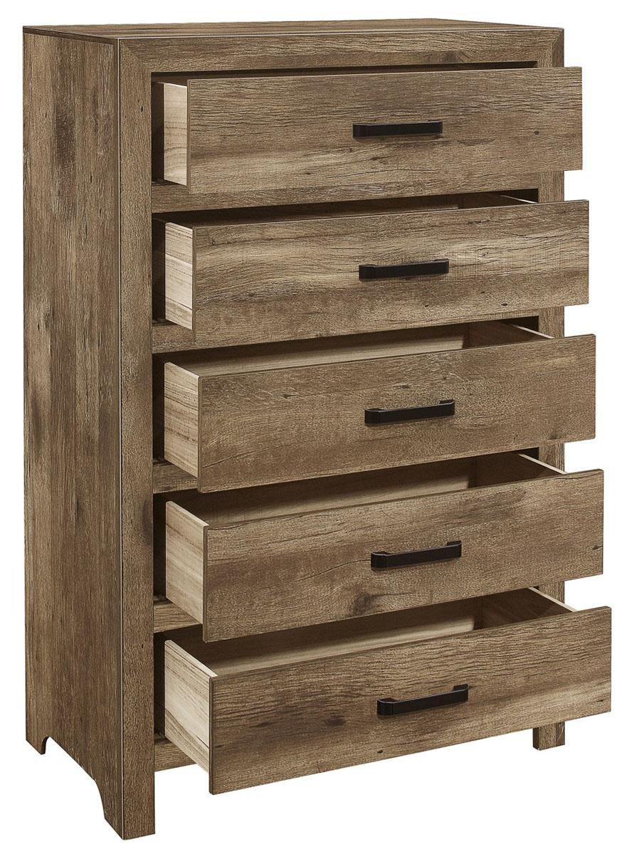 Mandan 5 Drawer Chest in Weathered Pine 1910-9 - Furniture 4 Less Outlet (Salinas,CA)