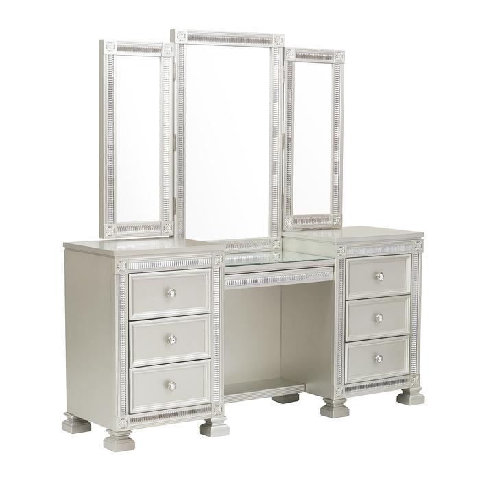 Bevelle (4)Vanity Dresser with Mirror - Furniture 4 Less Outlet (Salinas,CA)