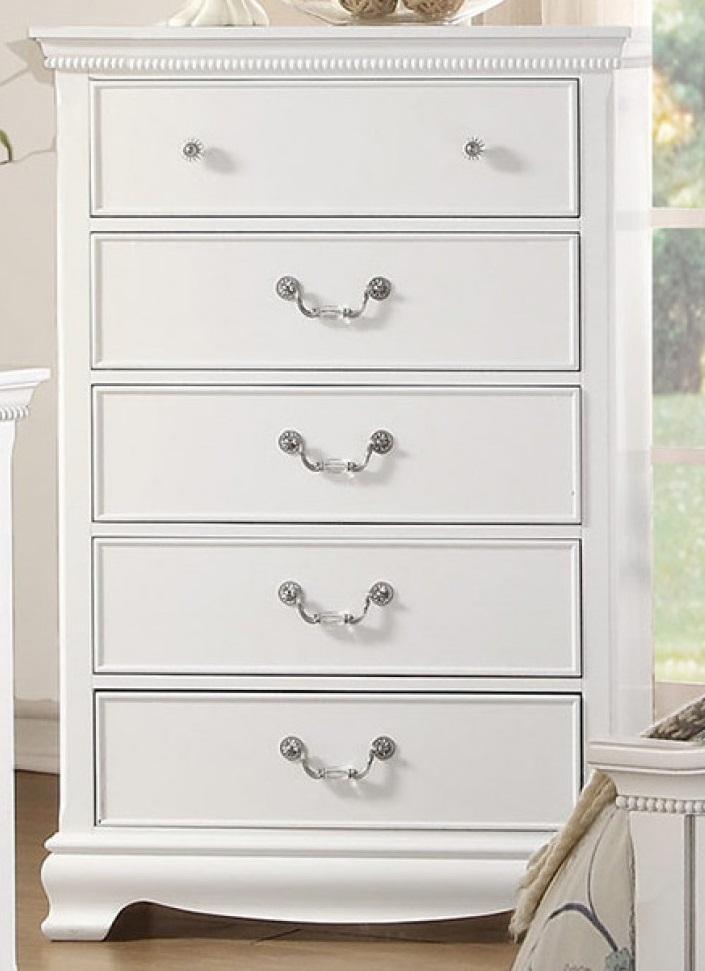 Lucida 5 Drawer Chest in White 2039W-9 - Furniture 4 Less Outlet (Salinas,CA)