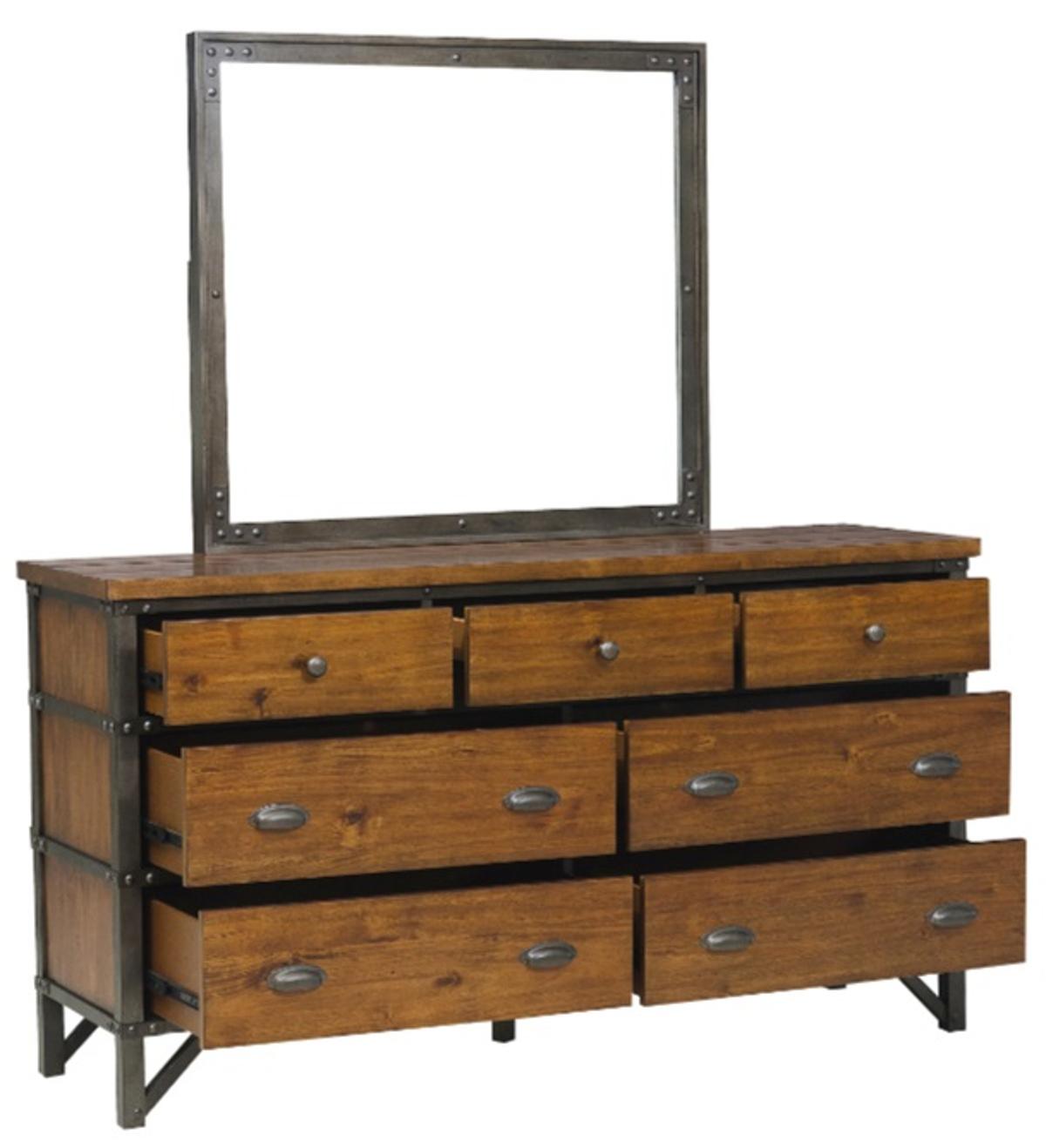 Holverson Mirror in Rustic Brown & Gunmetal 1715-6 - Furniture 4 Less Outlet (Salinas,CA)