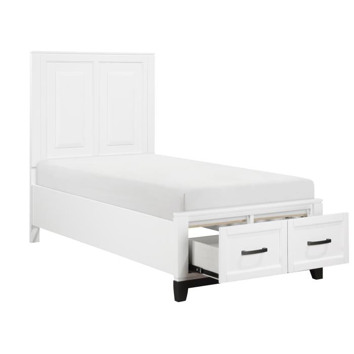 1450WHT-1-Youth (3) Twin Platform Bed with Footboard Storage - Furniture 4 Less Outlet (Salinas,CA)