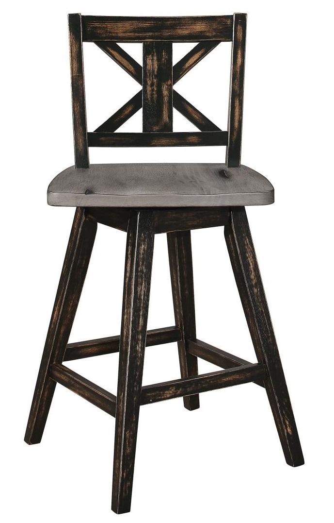 Amsonia Swivel Counter Height Chair in Gray and Black (Set of 2) - Furniture 4 Less Outlet (Salinas,CA)