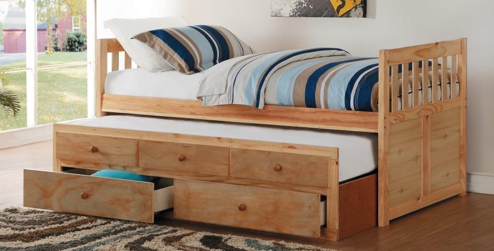 Bartly Twin/Twin Trundle Bed w/ 2 Storage Drawers in Natural B2043PR-1 - Furniture 4 Less Outlet (Salinas,CA)