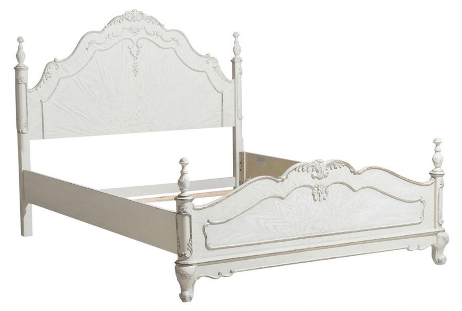 Cinderella Queen Poster Bed in Antique White 1386NW-1 - Furniture 4 Less Outlet (Salinas,CA)