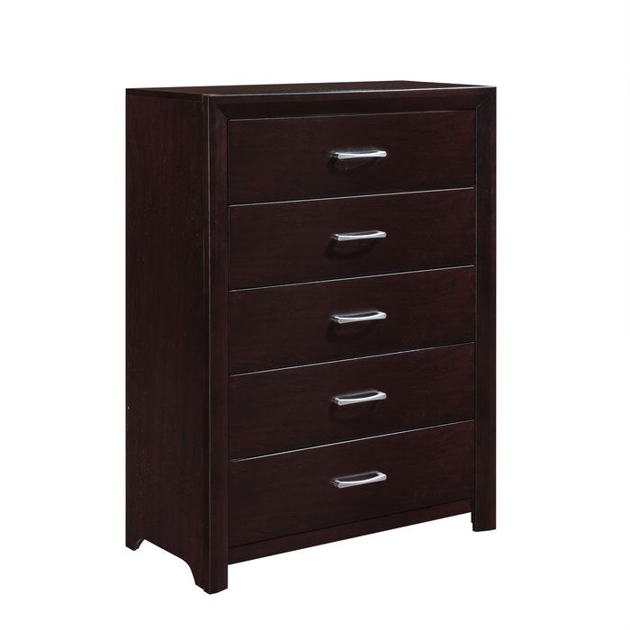 Edina 5 Drawer Chest in Espresso-Hinted Cherry 2145-9 - Furniture 4 Less Outlet (Salinas,CA)