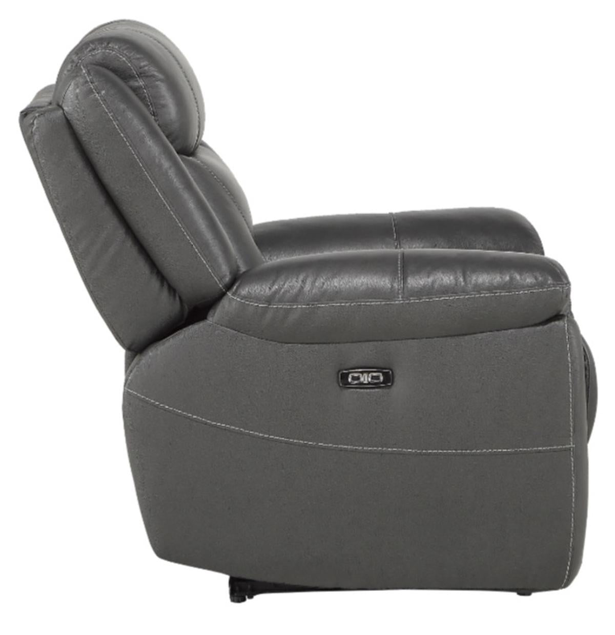 Danio Power Double Reclining Chair with Power Headrests in Dark Gray 9528DGY-1PWH - Furniture 4 Less Outlet (Salinas,CA)