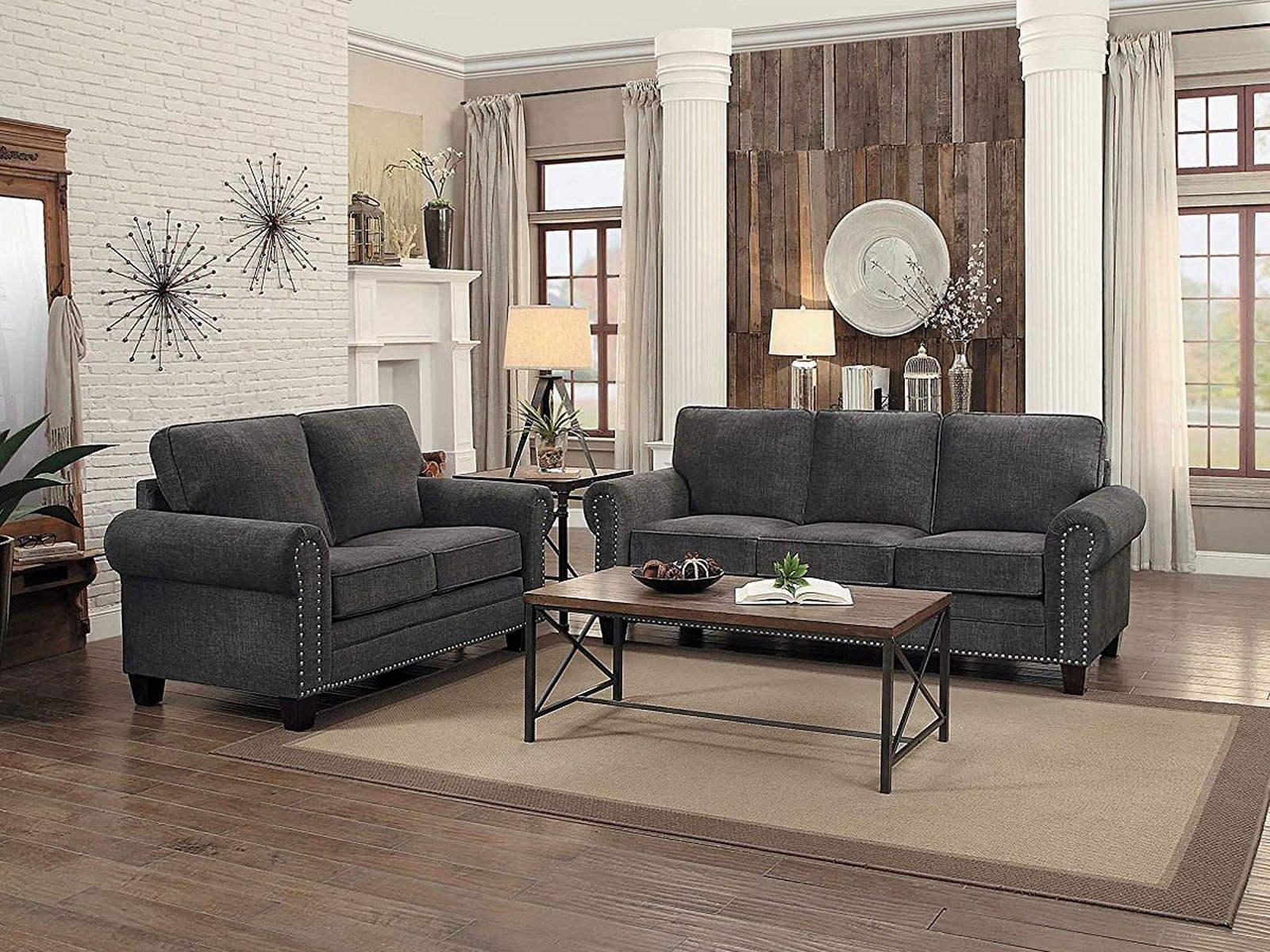 Cornelia Loveseat in Dark Gray 8216DG-2 - Furniture 4 Less Outlet (Salinas,CA)