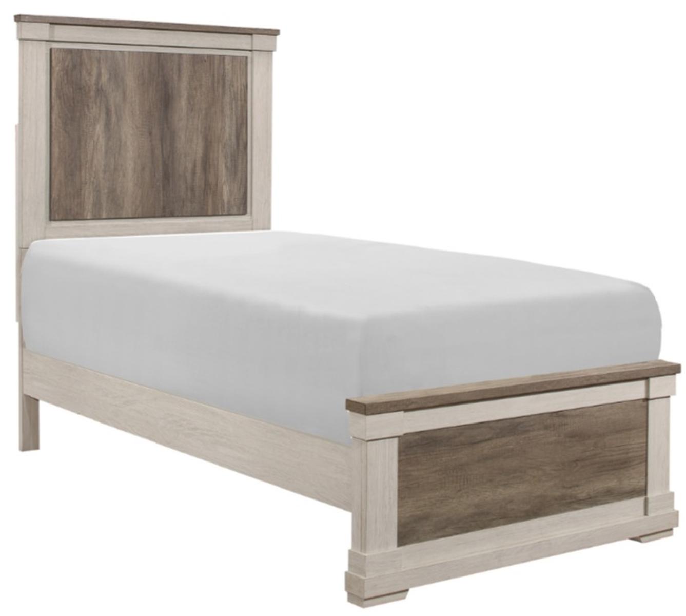 Arcadia Twin Panel Bed in White & Weathered Gray 1677T-1 - Furniture 4 Less Outlet (Salinas,CA)