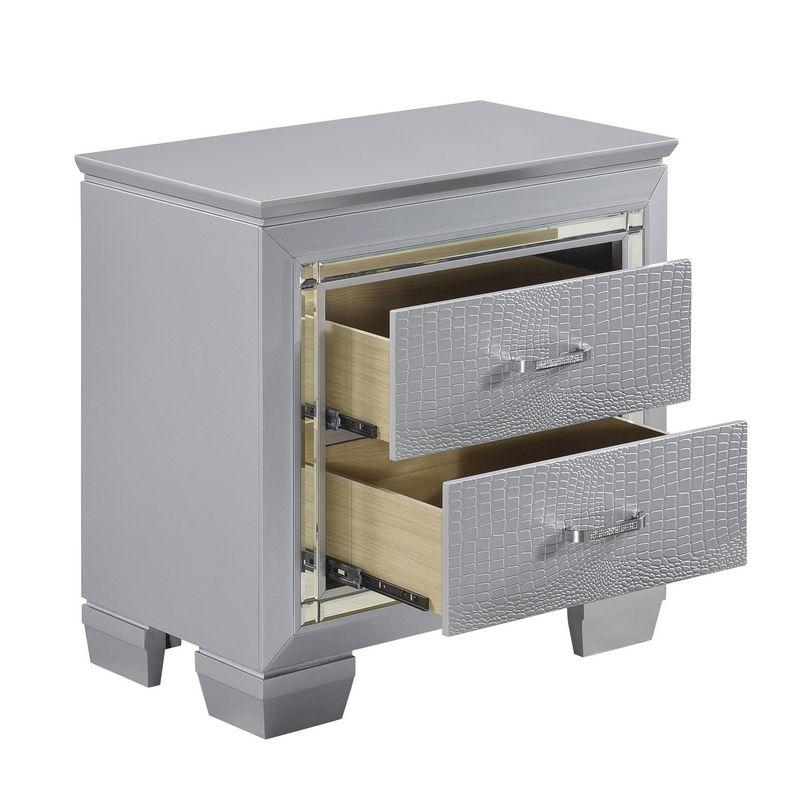 Allura Nightstand in Silver 1916-4 - Furniture 4 Less Outlet (Salinas,CA)