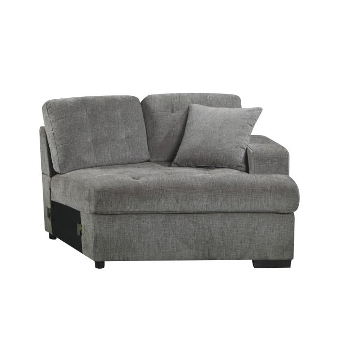 Logansport Right Side Cuddler with 1 Pillow in Gray 9401GRY-RU - Furniture 4 Less Outlet (Salinas,CA)