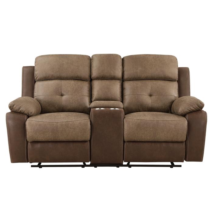 8599BR-2 - Double Glider Reclining Love Seat with Center Console - Furniture 4 Less Outlet (Salinas,CA)