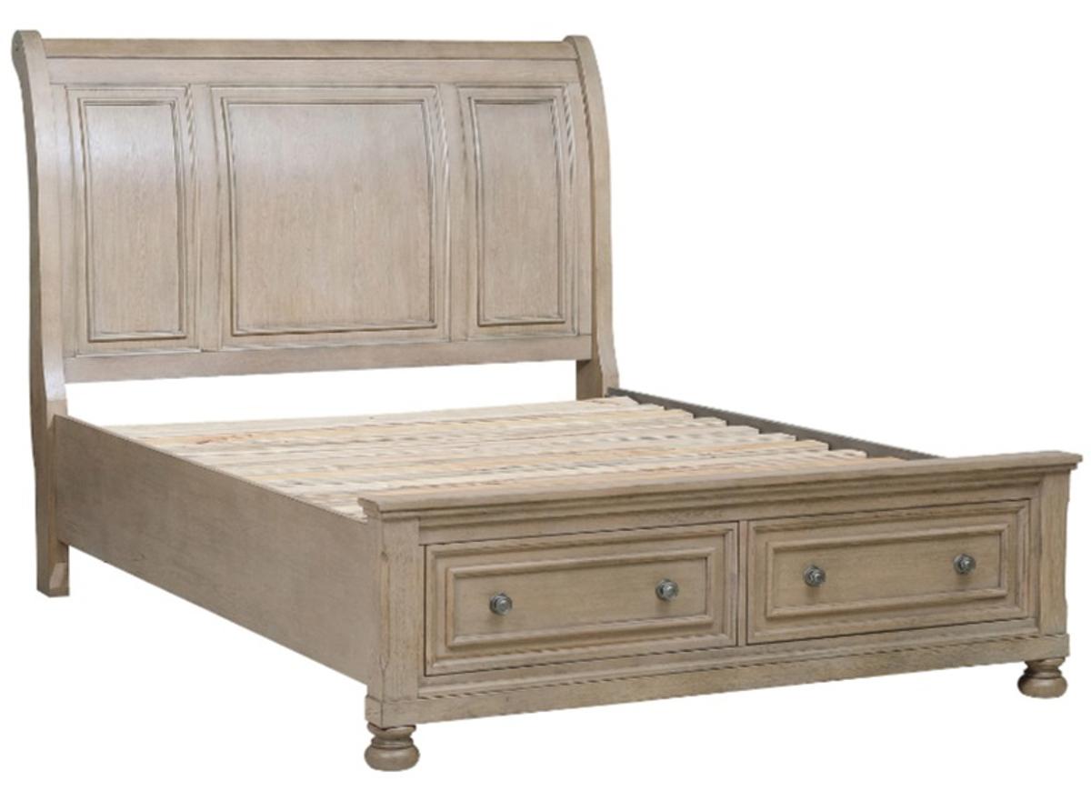 Bethel Queen Sleigh Platform Bed with Footboard Storage in Gray 2259GY-1 - Furniture 4 Less Outlet (Salinas,CA)
