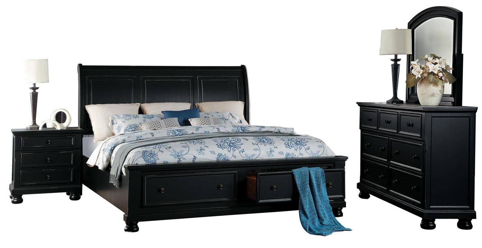Laurelin Queen Sleigh Platform Storage Bed in Black 1714BK-1 - Furniture 4 Less Outlet (Salinas,CA)