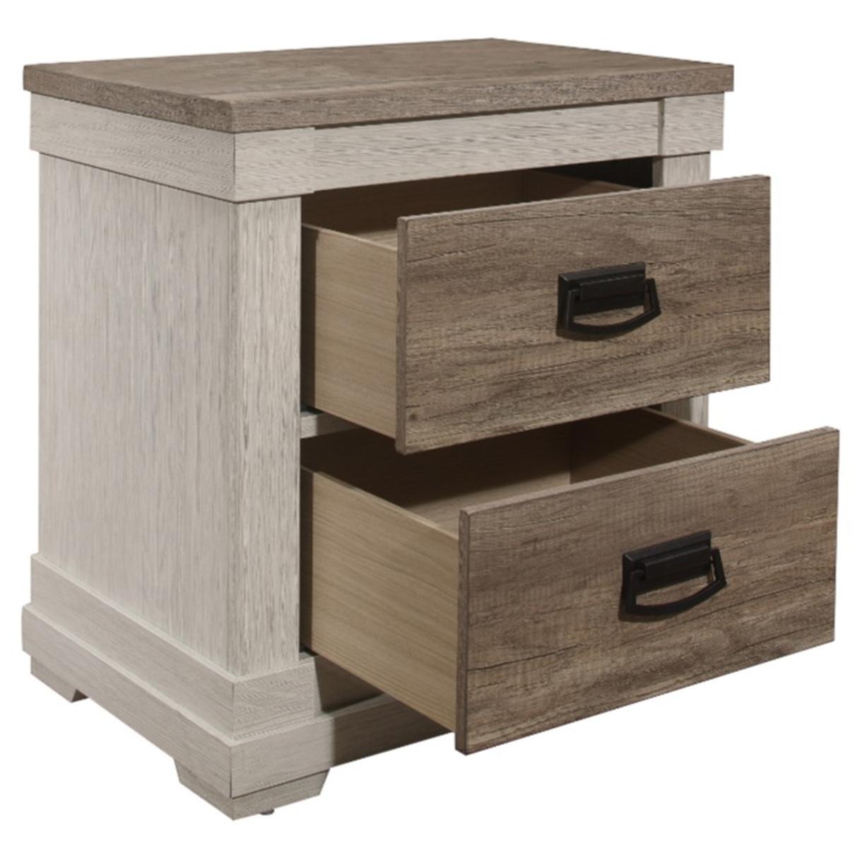 Arcadia Nightstand in White & Weathered Gray 1677-4 - Furniture 4 Less Outlet (Salinas,CA)