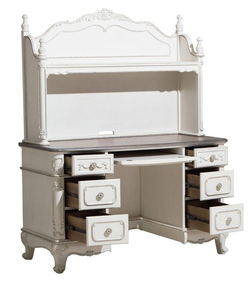 Cinderella Writing Desk in Antique White with Grey Rub-Through 1386NW-11 - Furniture 4 Less Outlet (Salinas,CA)