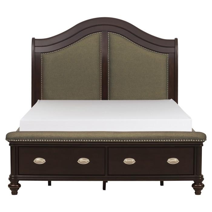 Marston Queen Sleigh Storage Bed in Dark Cherry 2615DC-1 - Furniture 4 Less Outlet (Salinas,CA)