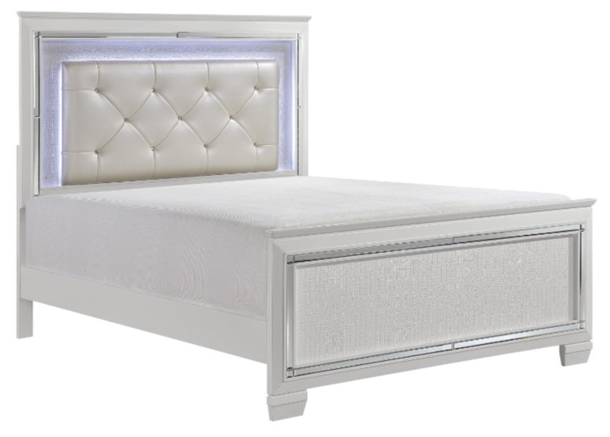 Allura Queen Panel Bed in White 1916W-1 - Furniture 4 Less Outlet (Salinas,CA)