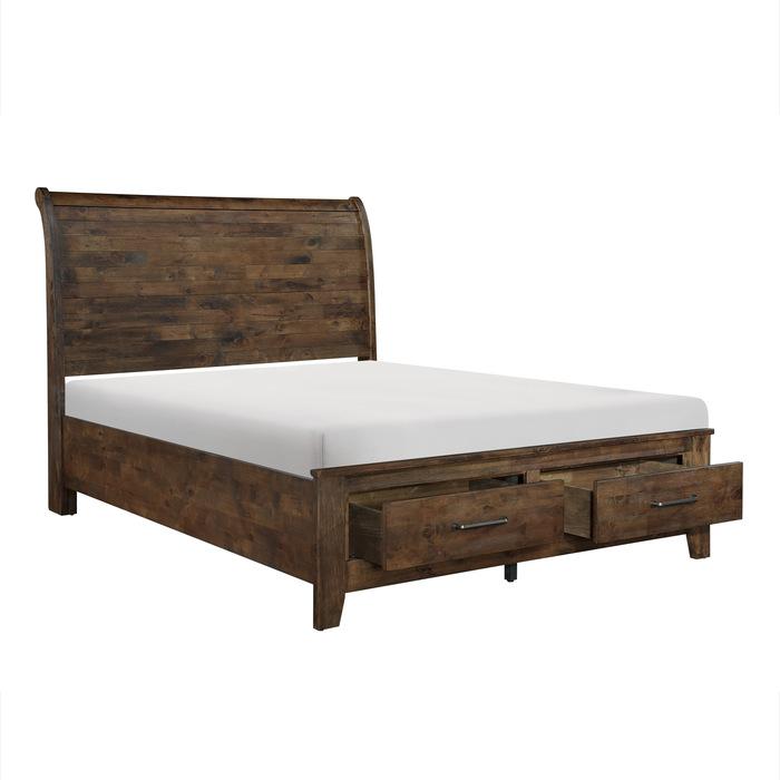 Jerrick (3)California King Sleigh Platform Bed with Footboard Storage - Furniture 4 Less Outlet (Salinas,CA)