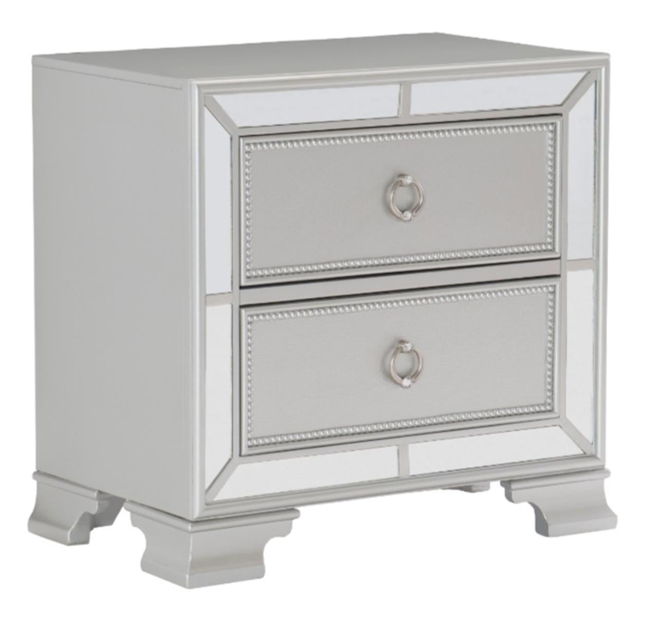Avondale Nightstand in Silver 1646-4 - Furniture 4 Less Outlet (Salinas,CA)