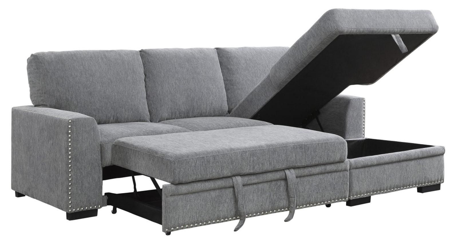 Morelia 2pc Sectional with Pull Out Bed and Right Chaise in Dark Gray 9468DG2RC2L - Furniture 4 Less Outlet (Salinas,CA)
